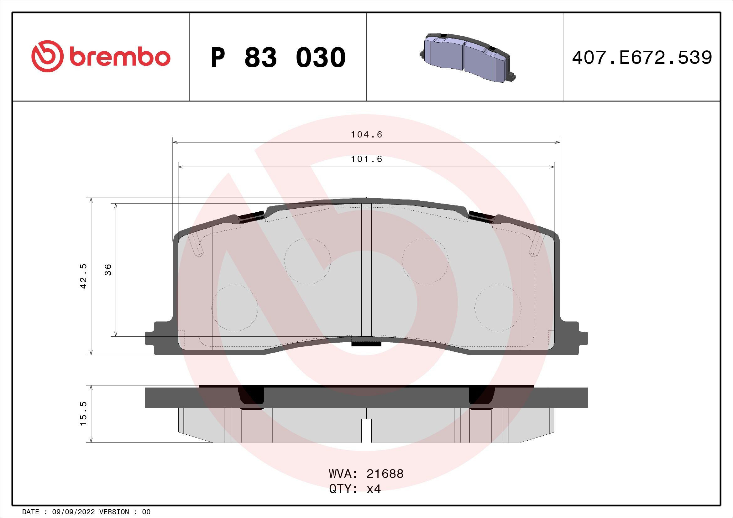 Купить P83030 Brembo Колодки тормозные задние, дисковые