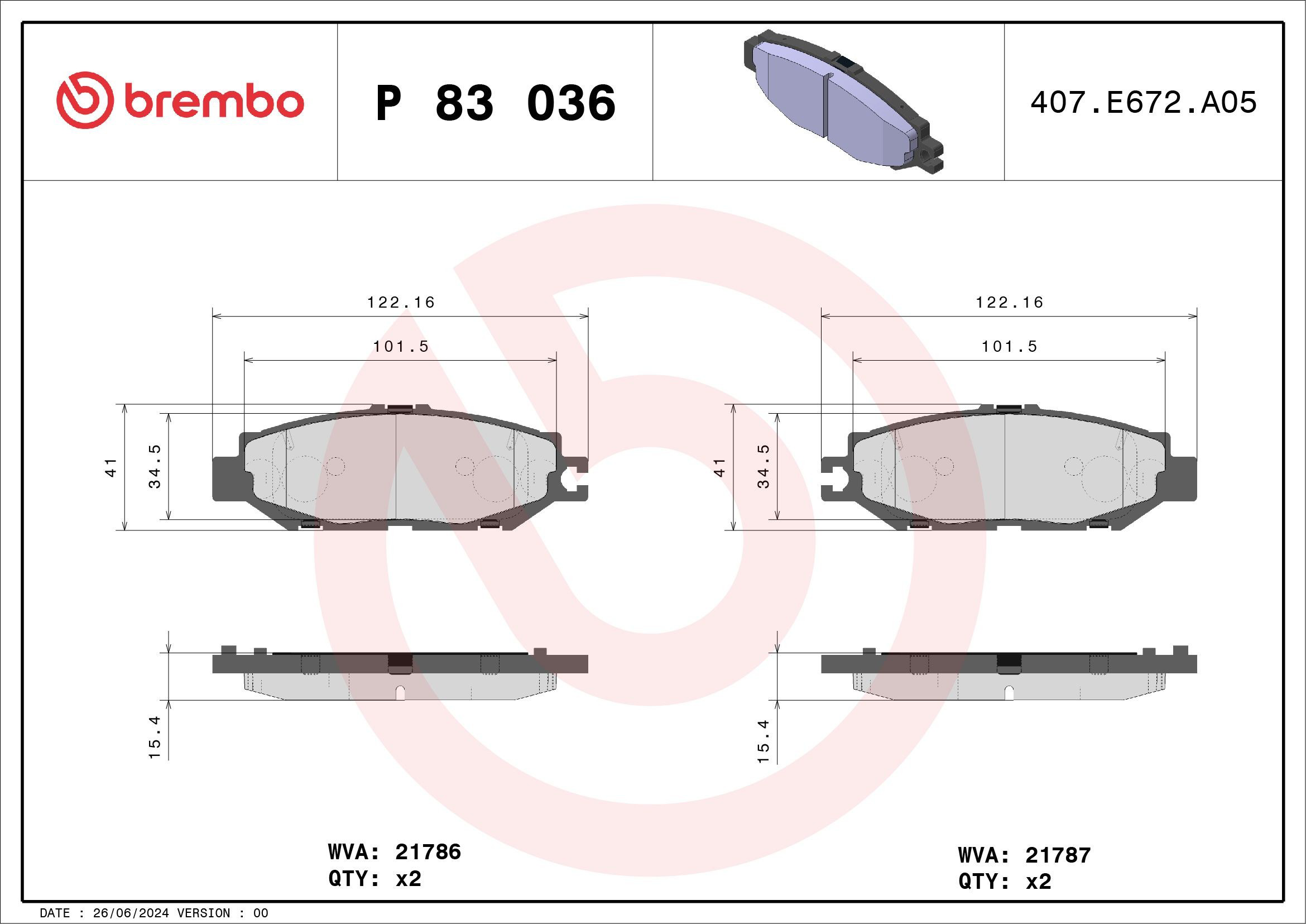 Купить P83036 Brembo Колодки тормозные задние, дисковые