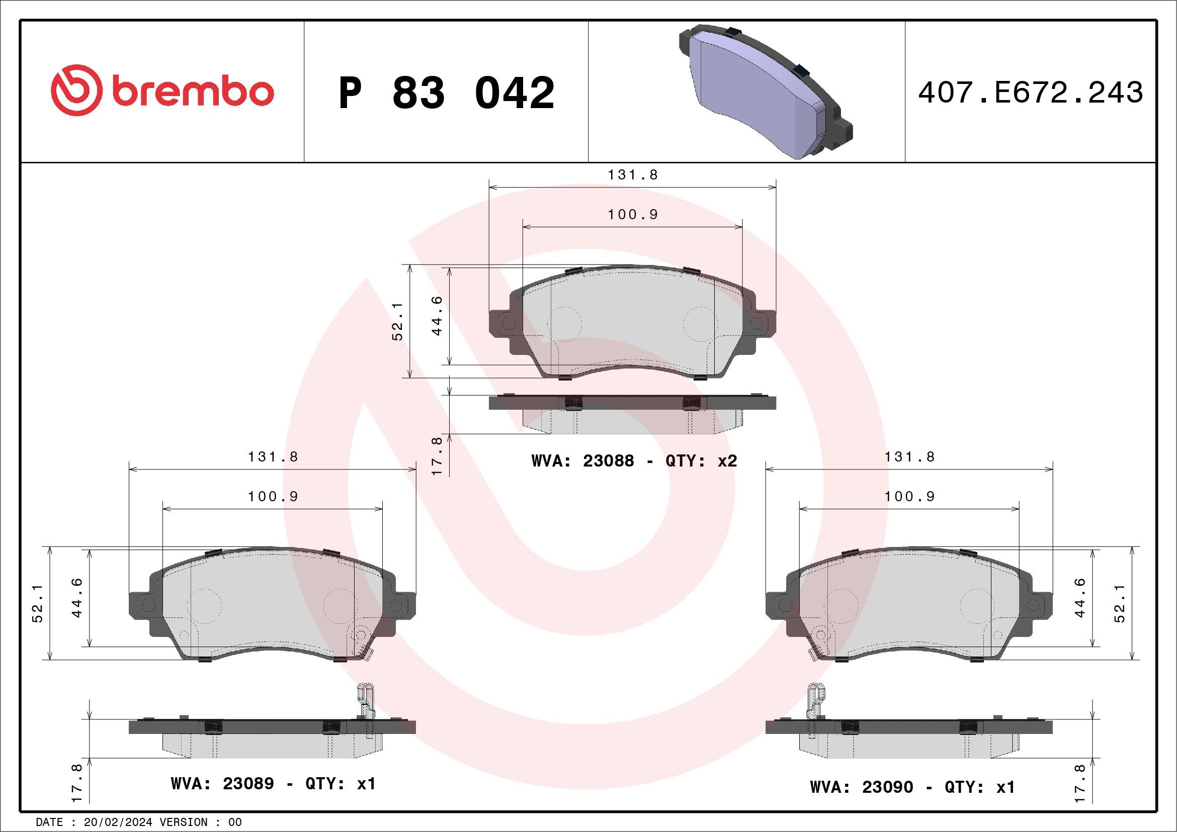Колодки Brembo P83042 цена, от 20.10 USD