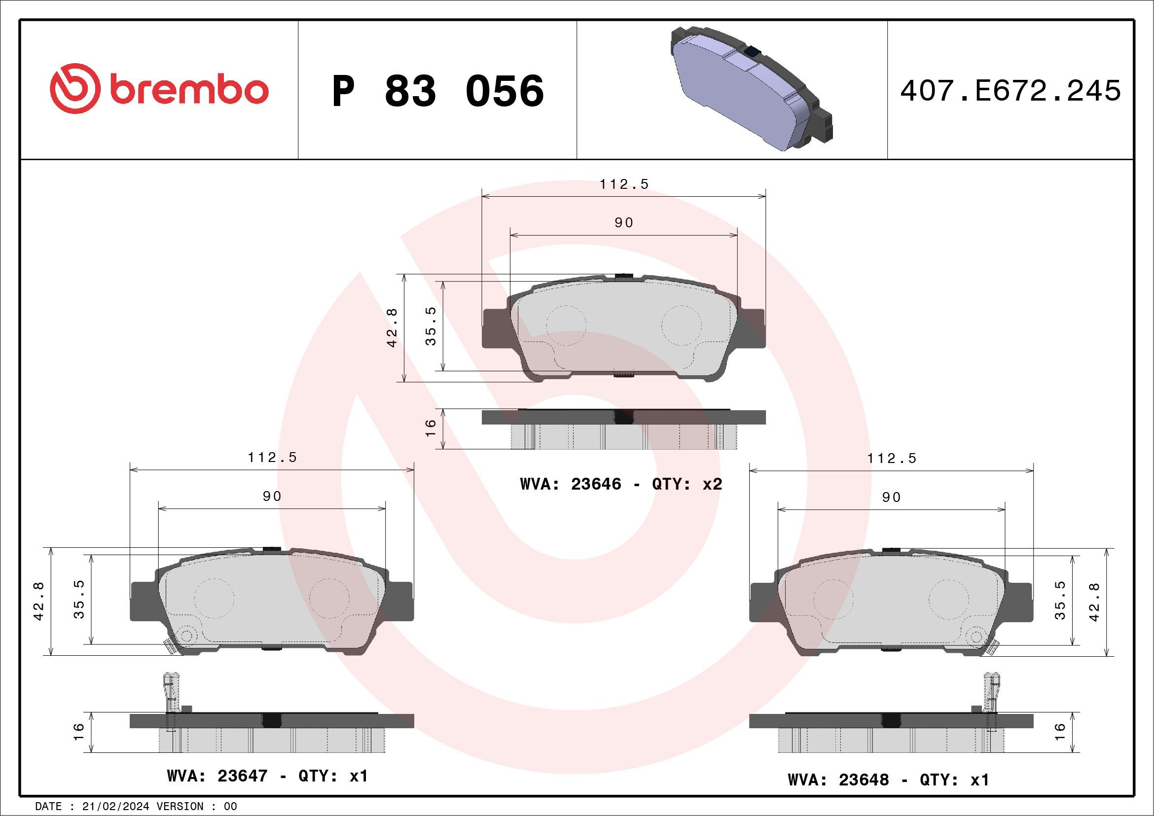 Купить P83056 Brembo Колодки тормозные задние, дисковые