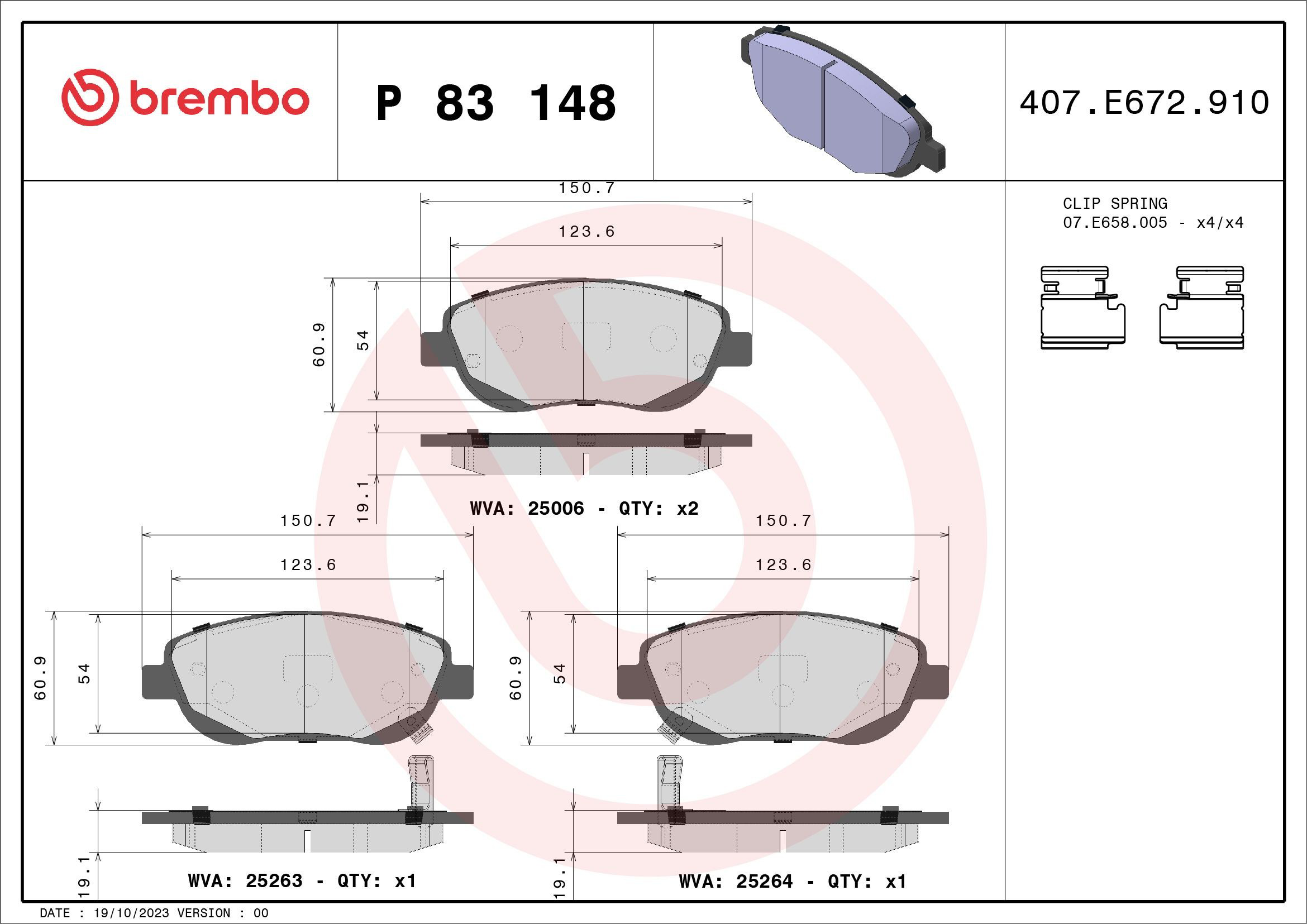 Колодки Brembo P83148 цена, от 59.92 USD