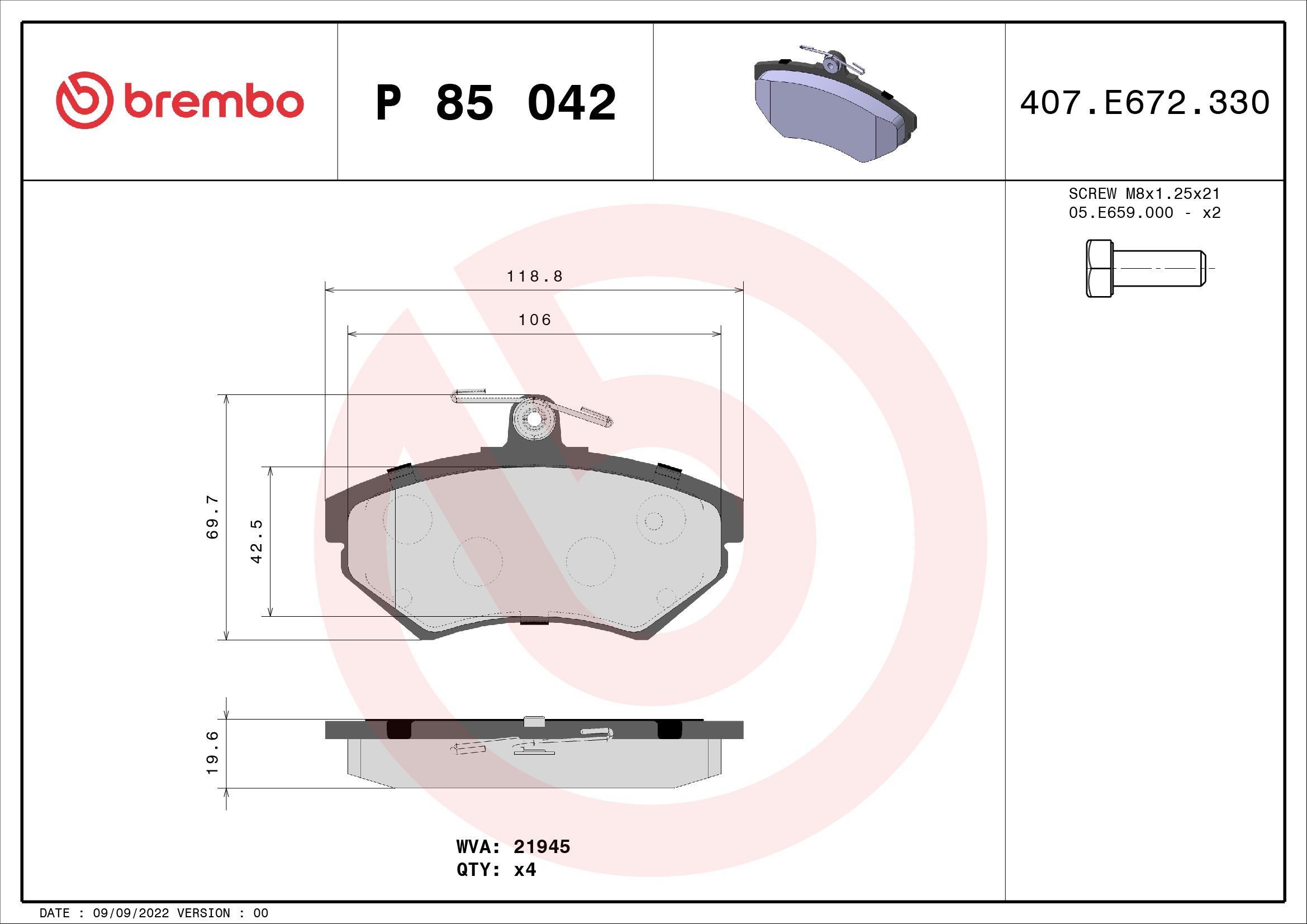 Колодки Brembo P85042 цена, от 25.28 USD
