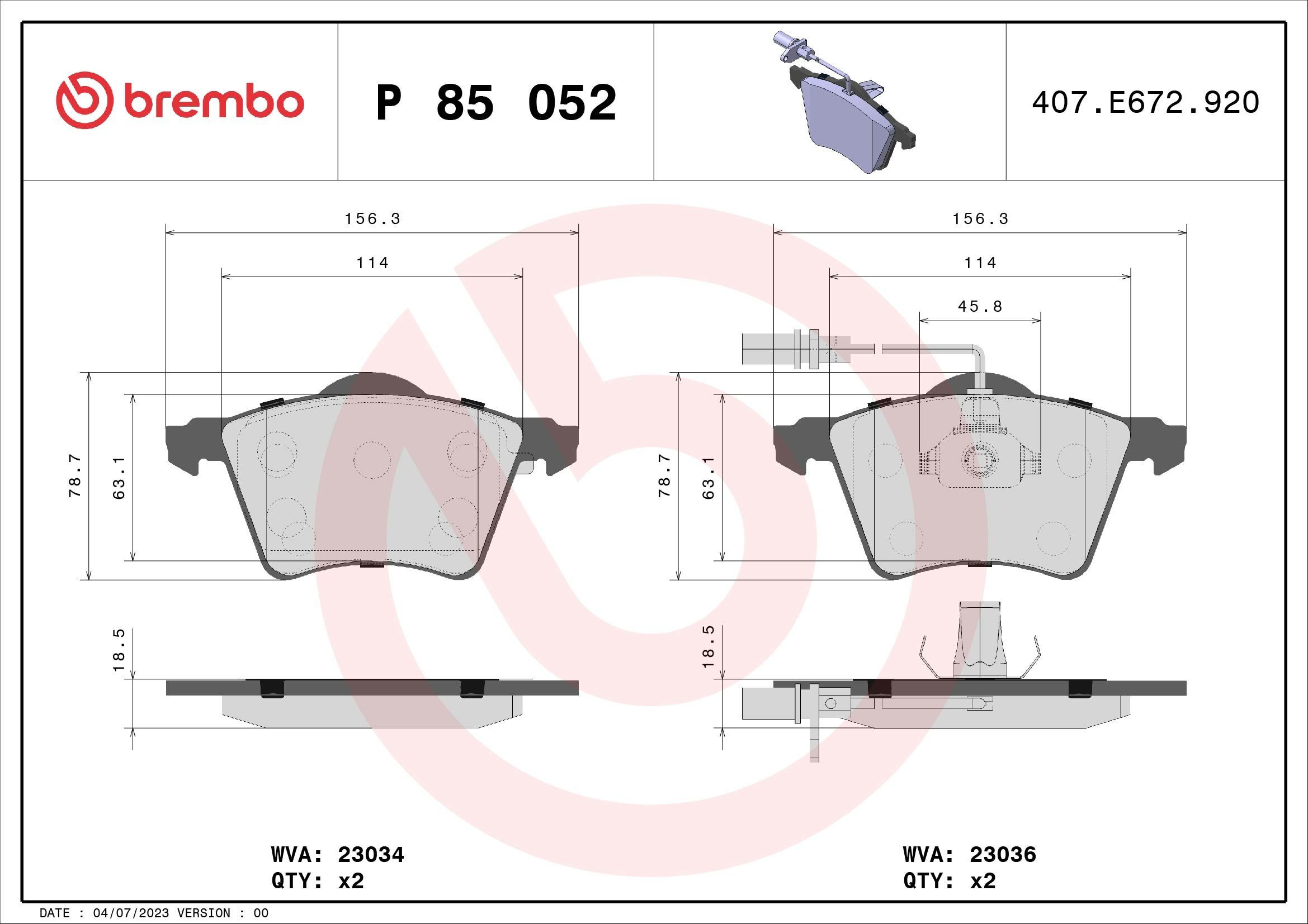 Колодки Brembo P85052 цена, от 22.95 USD