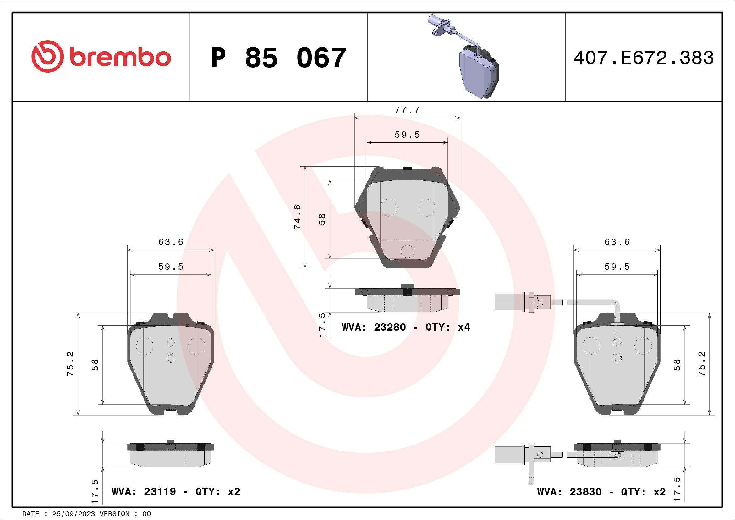 Колодки Brembo P85067 цена, от 45.93 USD