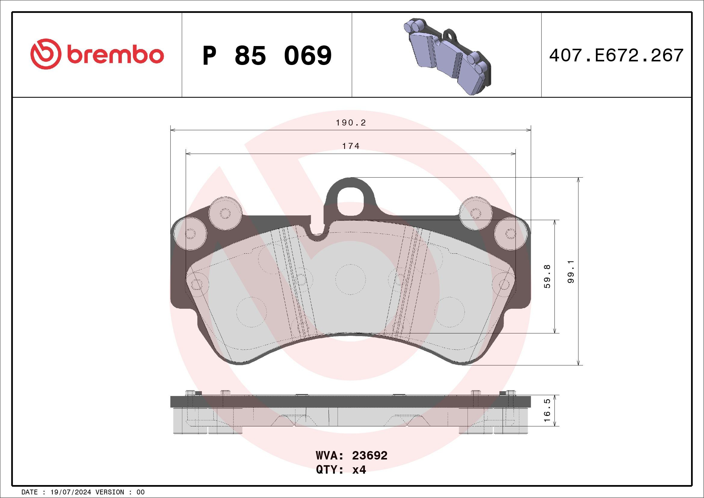 Колодки Brembo P85069 цена, от 64.05 USD