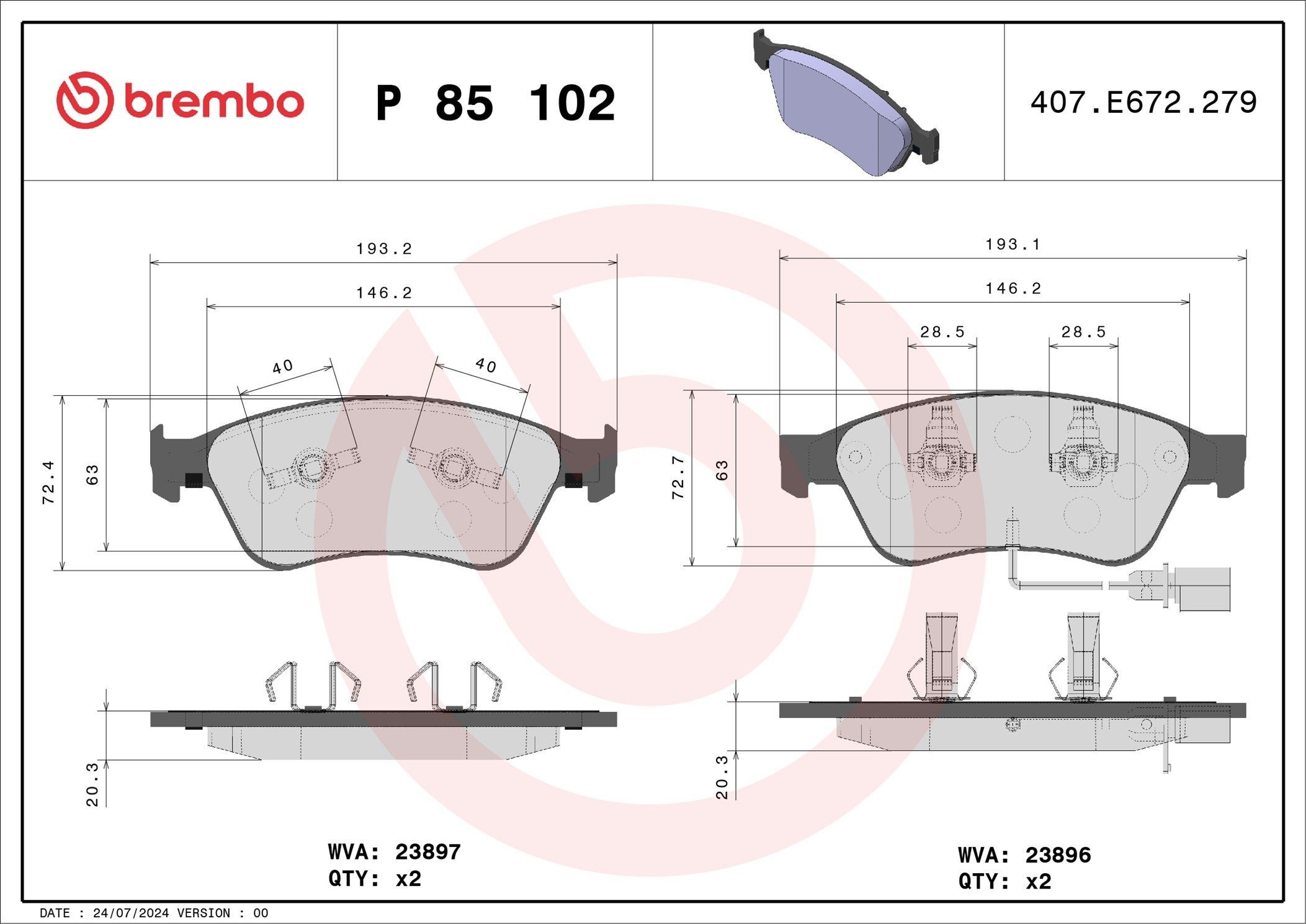 Колодки Brembo P85102 цена, от 102.13 USD