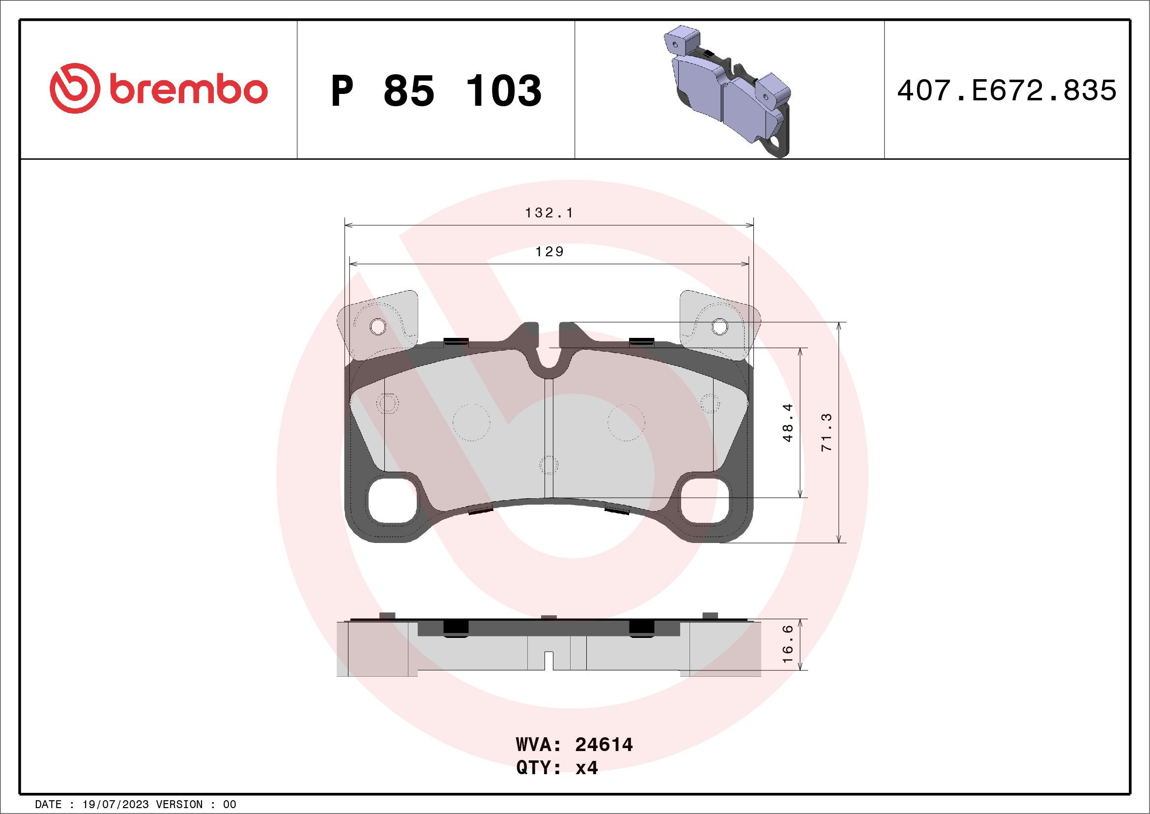 Колодки дисковые  Brembo P85103 цена, от 120.06 USD