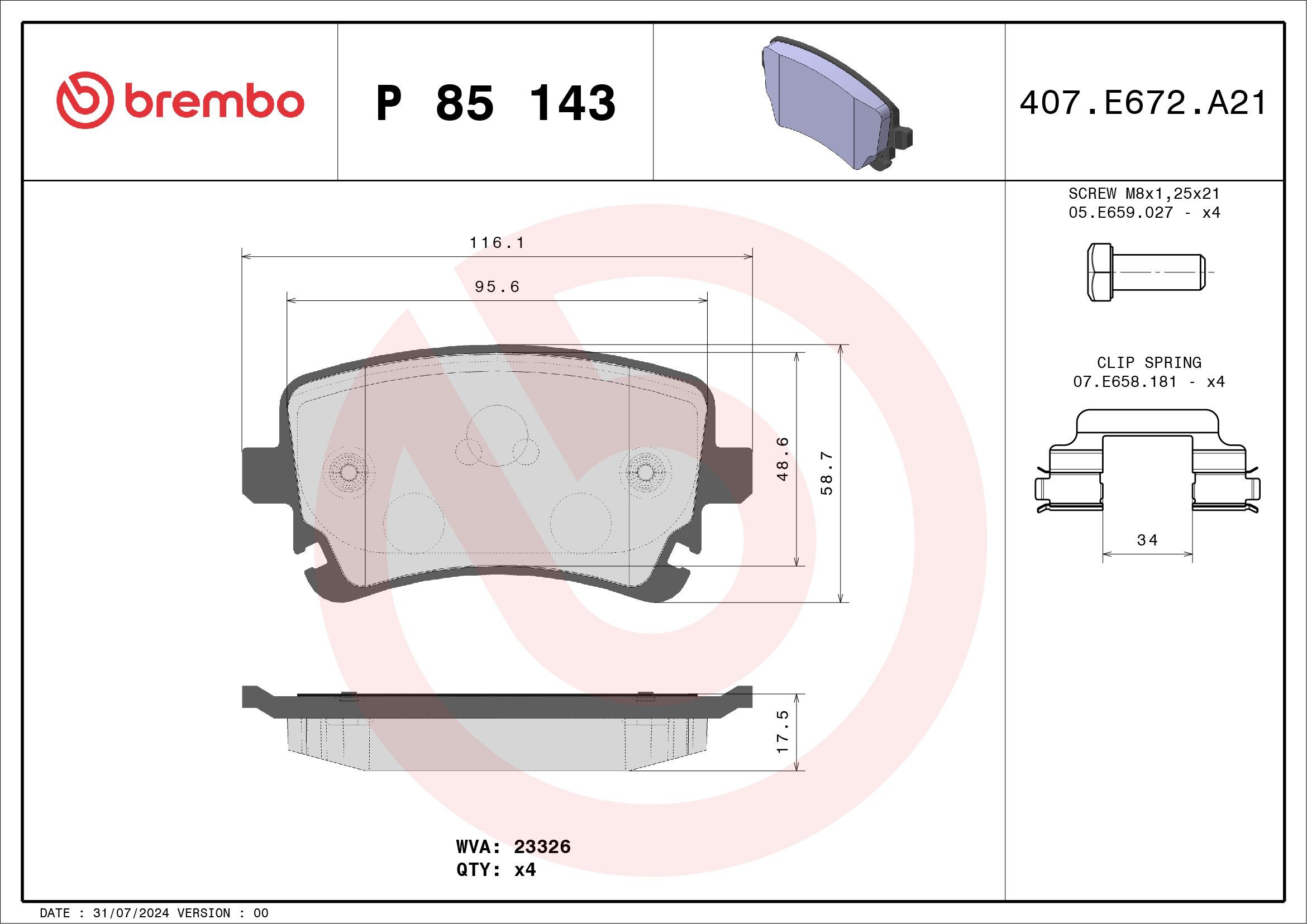 Колодки дисковые  Brembo P85143 цена, от 31.93 USD