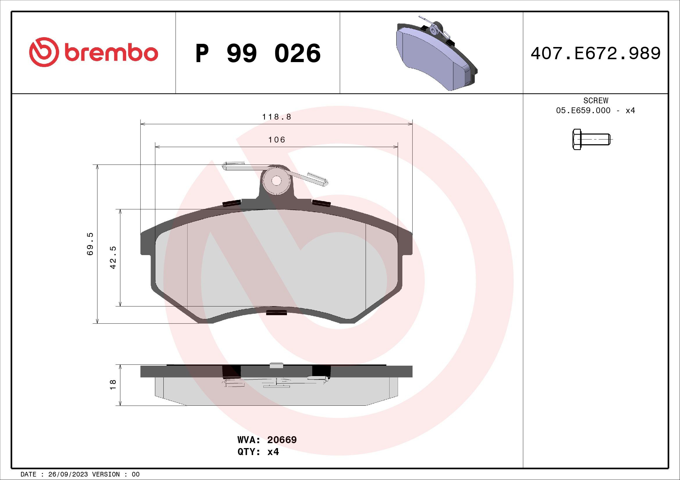 Колодки Brembo P99026 цена, от 12.27 USD