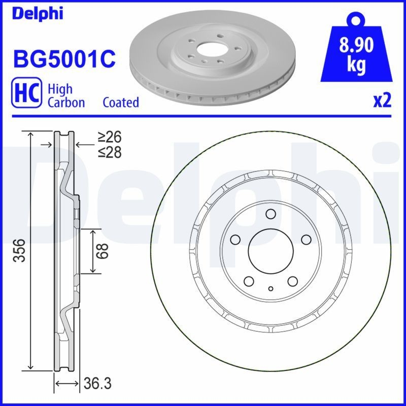 Купить BG5001C Delphi Диск тормозной задний
