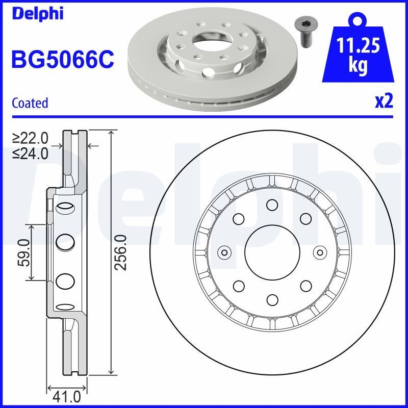 Тормоз дисковый передний Delphi BG5066C цена, от 33.28 USD