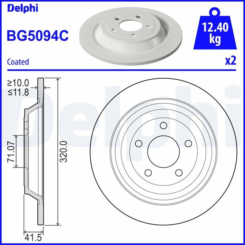 Купить BG5094C Delphi Диск тормозной задний
