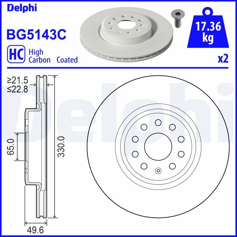 BG5143C Delphi Диск тормозной передний