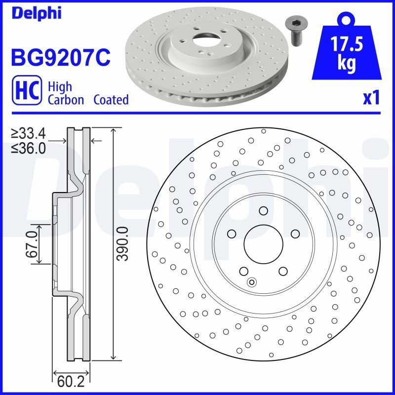 BG9207C Delphi Диск тормозной передний