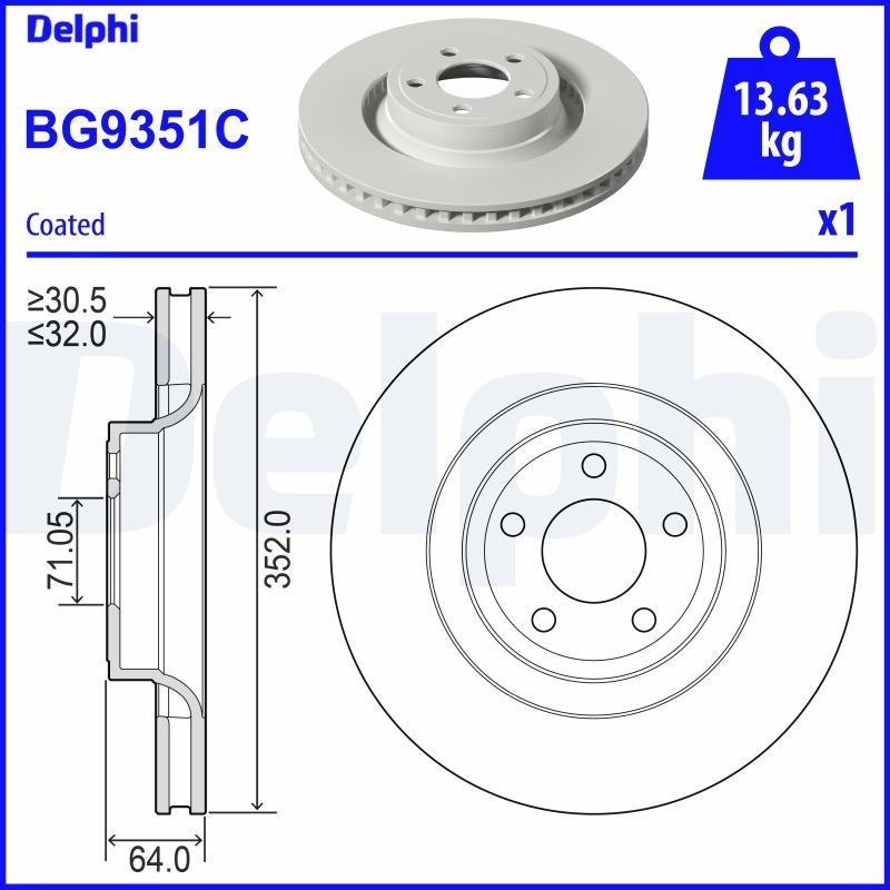 Купить BG9351C Delphi Ротор тормозной