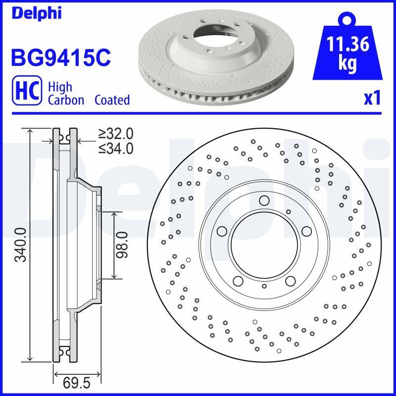 Тормоз дисковый передний Delphi BG9415C цена, от 108.22 USD