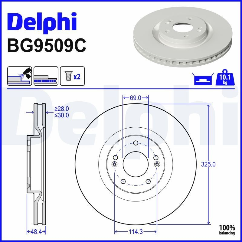 BG9509C Delphi Диск тормозной передний