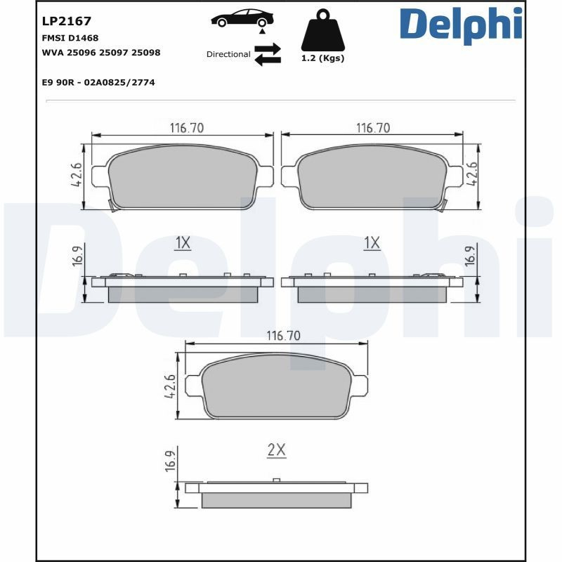 Задние дисковые колодки Delphi LP2167