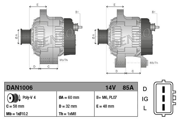 Купить DAN1006 Denso Генератор