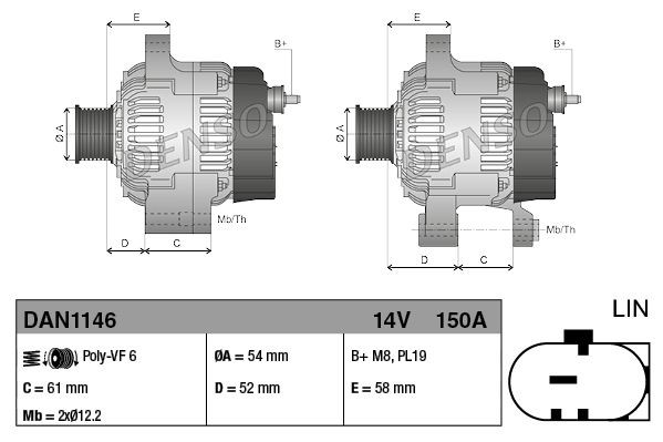 Купить DAN1146 Denso Генератор