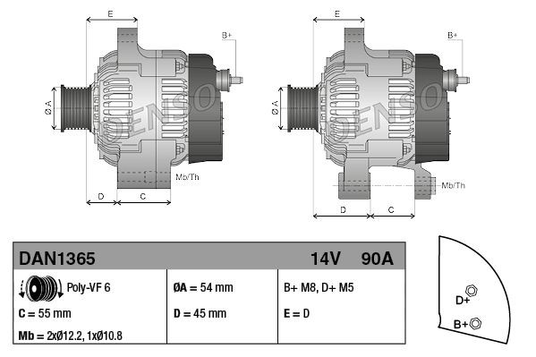 Купить DAN1365 Denso Генератор
