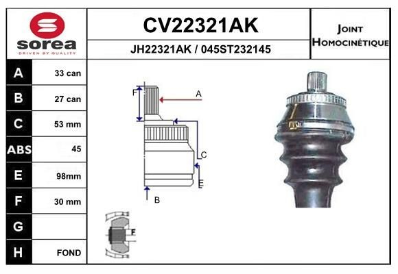 ШРУС наружный передний 3B0498099B Vika