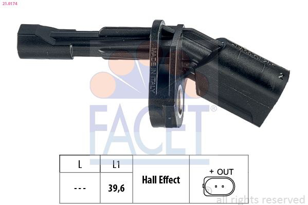 210174 Facet Датчик АБС (ABS) задний, правый