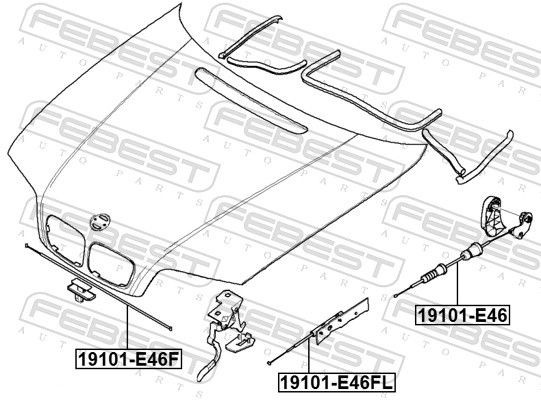 Трос открытия капота на BMW 3  E46