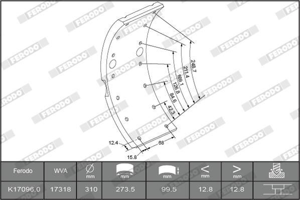 Купить K170960F3653 Ferodo Задние барабанные тормозные колодки