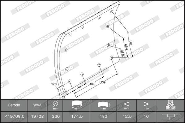K197080F3661 Ferodo Барабанные тормозные колодки