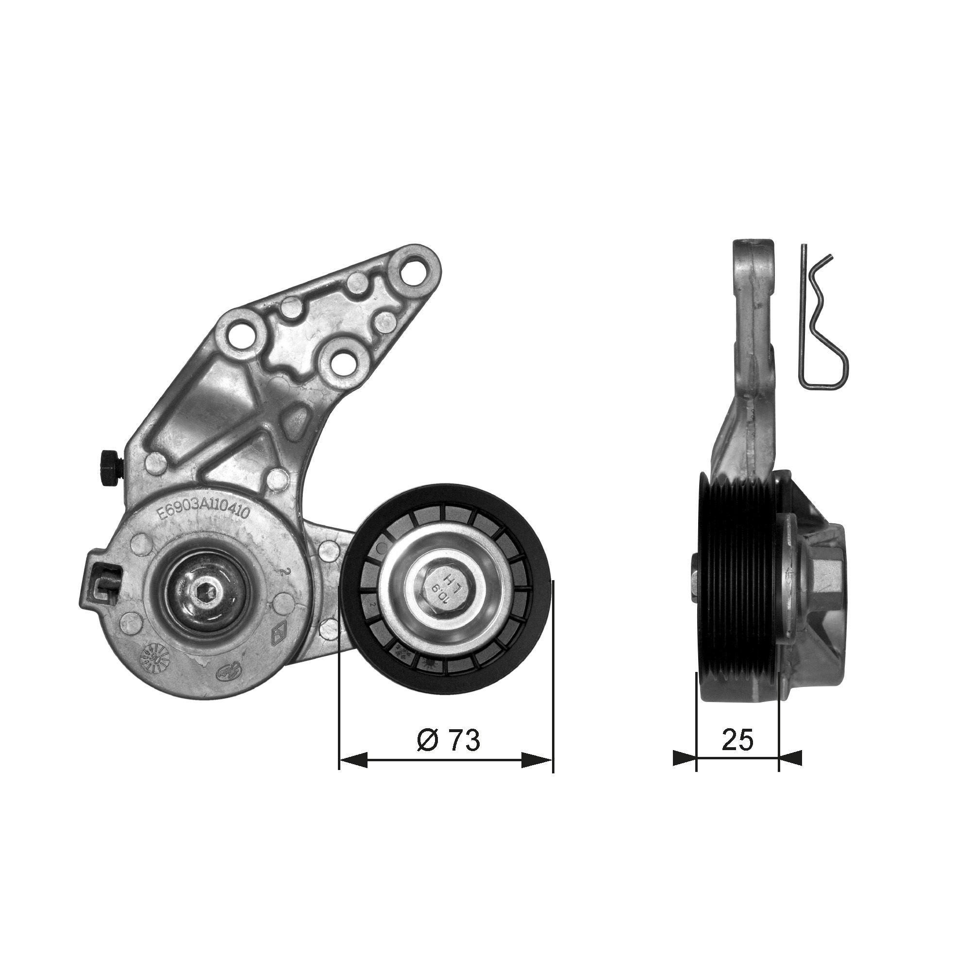 Натяжитель клинового ремня на Volkswagen Multivan T5 7HM, 7HN, 7HF, 7EF, 7EM, 7EN