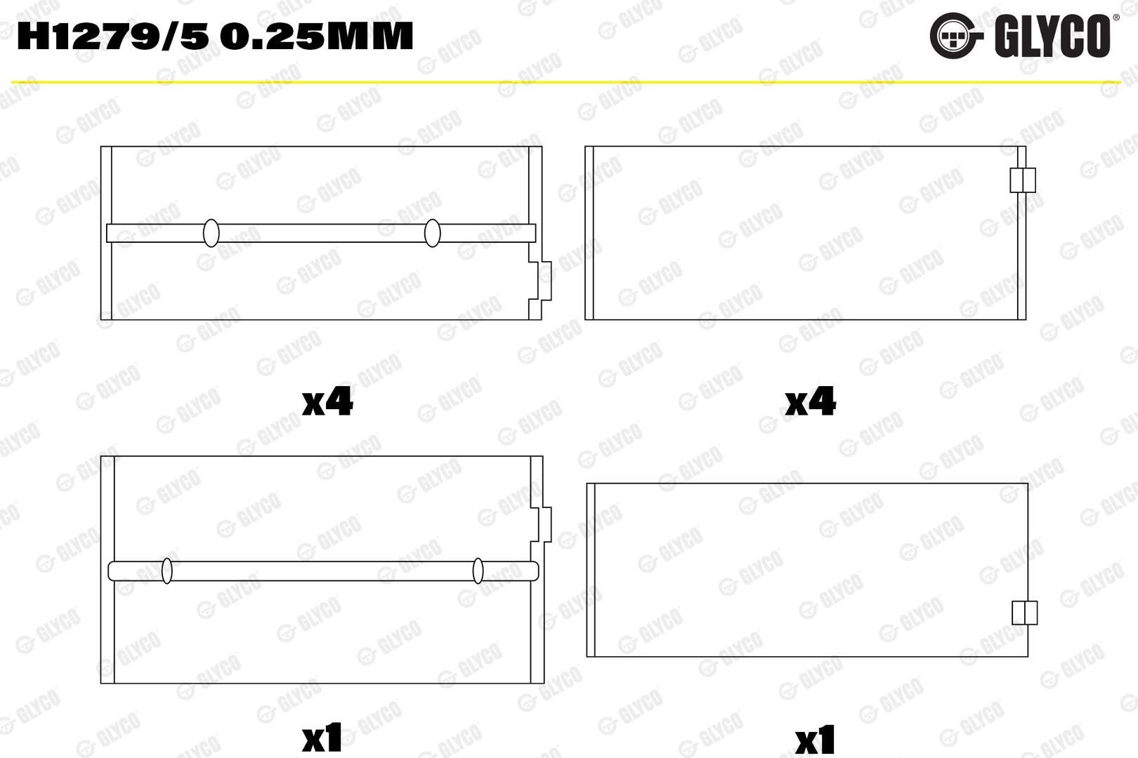 H12795025 Glyco Комплект подшипников скольжения коленвала