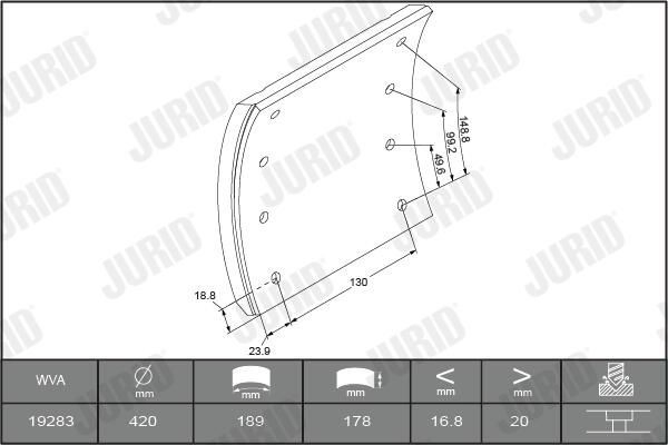 Купить 1928311250 Jurid/Bendix Задние барабанные тормозные колодки