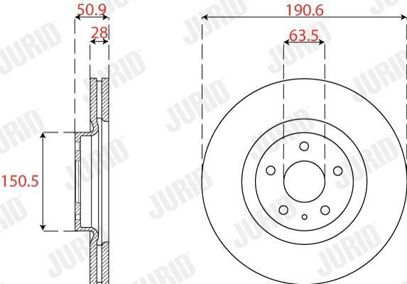 Тормоз дисковый передний Jurid/Bendix 563278JC цена, от 76.56 USD
