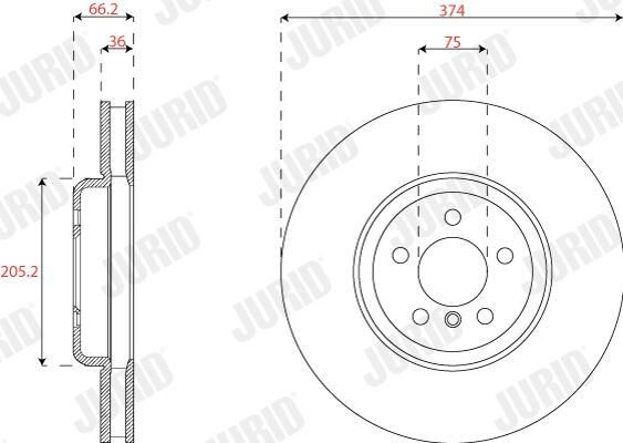 Тормоз дисковый передний Jurid/Bendix 563284JC1 цена, от 137.23 USD