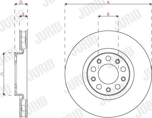 Передние тормозные диски 563292JC Jurid/Bendix