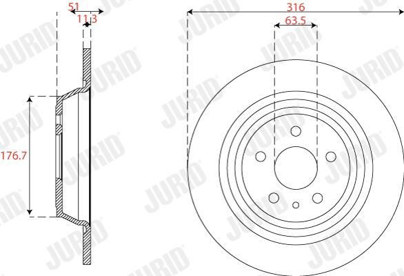 Задний тормозной диск Jurid/Bendix 563301JC цена, от 42.25 USD