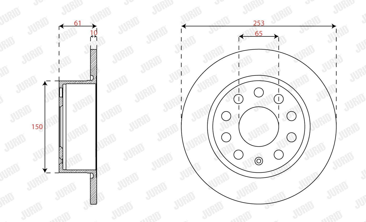 Задний тормозной диск Jurid/Bendix 563593JC цена, от 56.05 USD