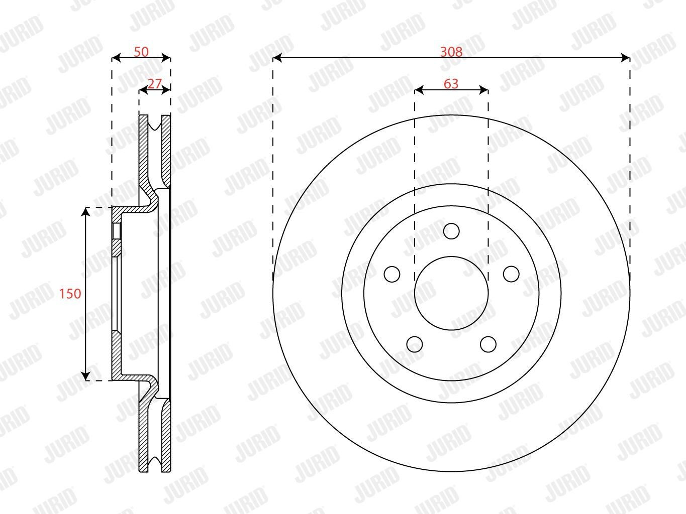 Тормоз дисковый передний Jurid/Bendix 563664JC цена, от 66.87 USD