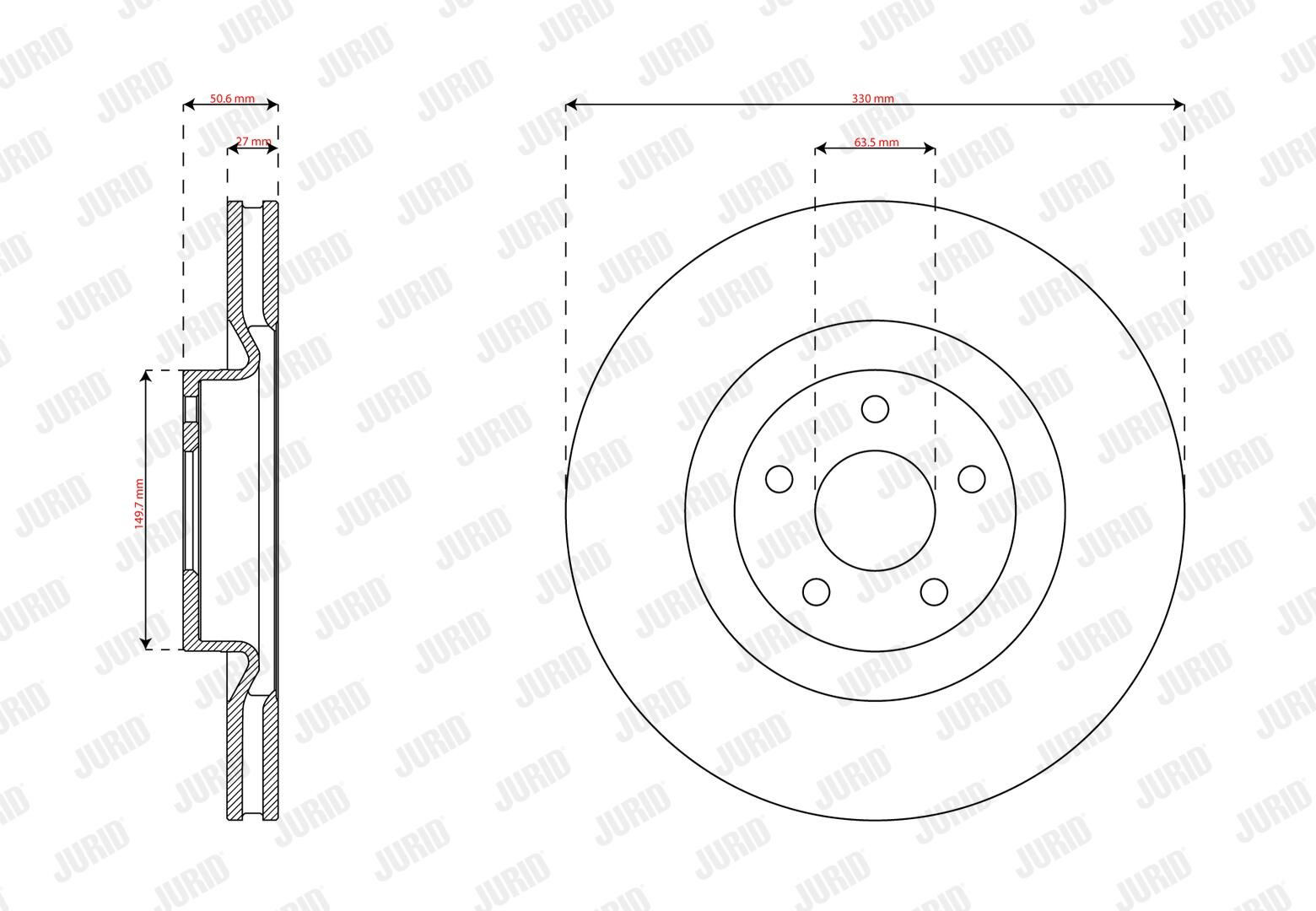 Тормоз дисковый передний Jurid/Bendix 563756JC цена, от 82.98 USD