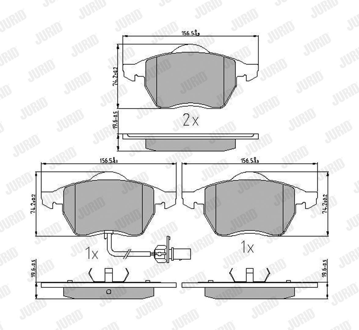 Передние тормозные колодки 573022J Jurid/Bendix