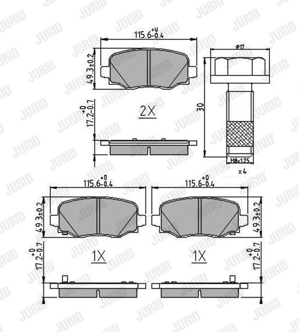 Колодки дисковые  Jurid/Bendix 573693J цена, от 33.36 USD