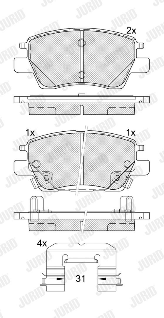 Передние тормозные колодки 574140J Jurid/Bendix