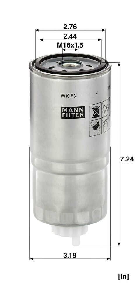 Фильтр тонкой очистки топлива Mann-Filter WK82 цена, от 29.33 USD