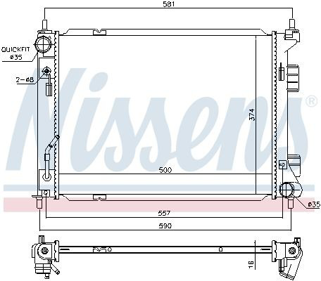 Радиатор охлаждения двигателя Nissens 67604 цена, от 87.37 USD