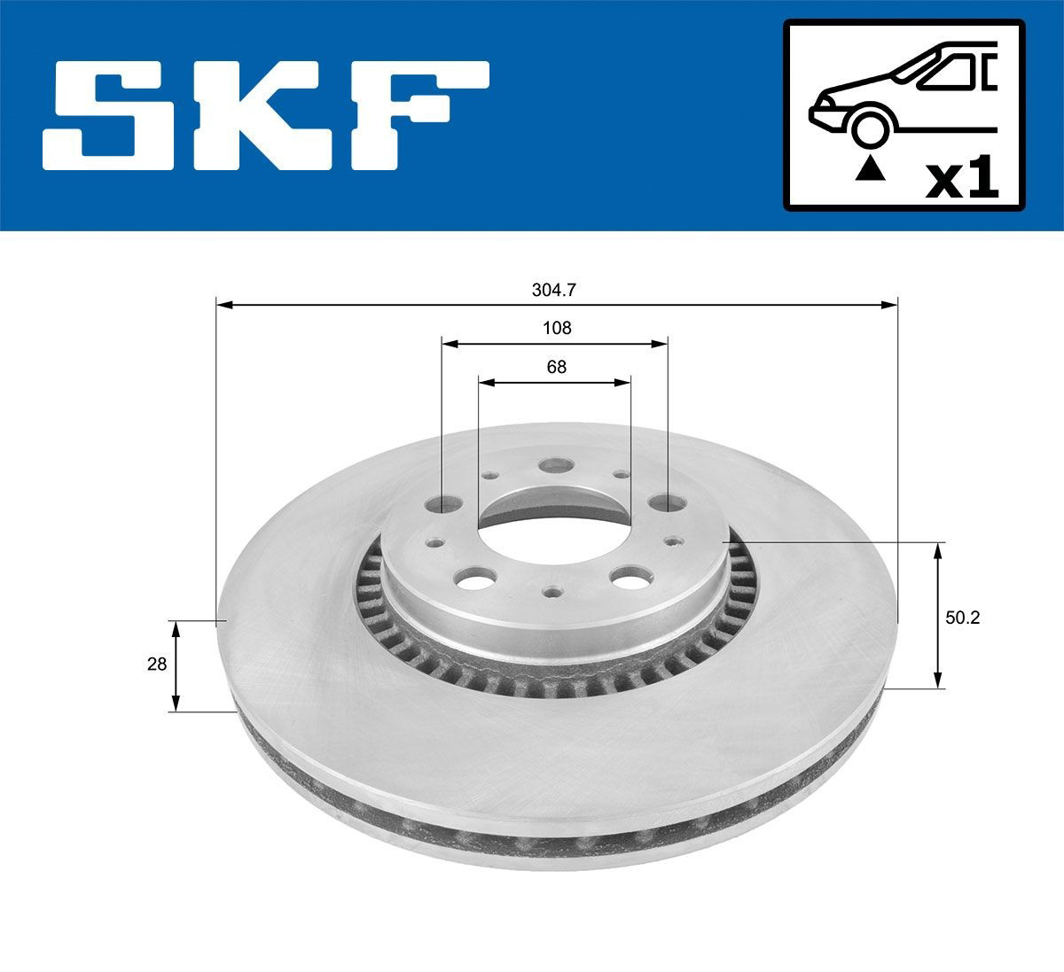 Тормоз дисковый передний SKF VKBD80144V1 цена, от 59.29 USD