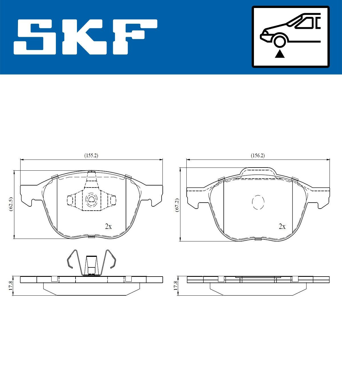 Передние тормозные колодки VKBP80016 SKF