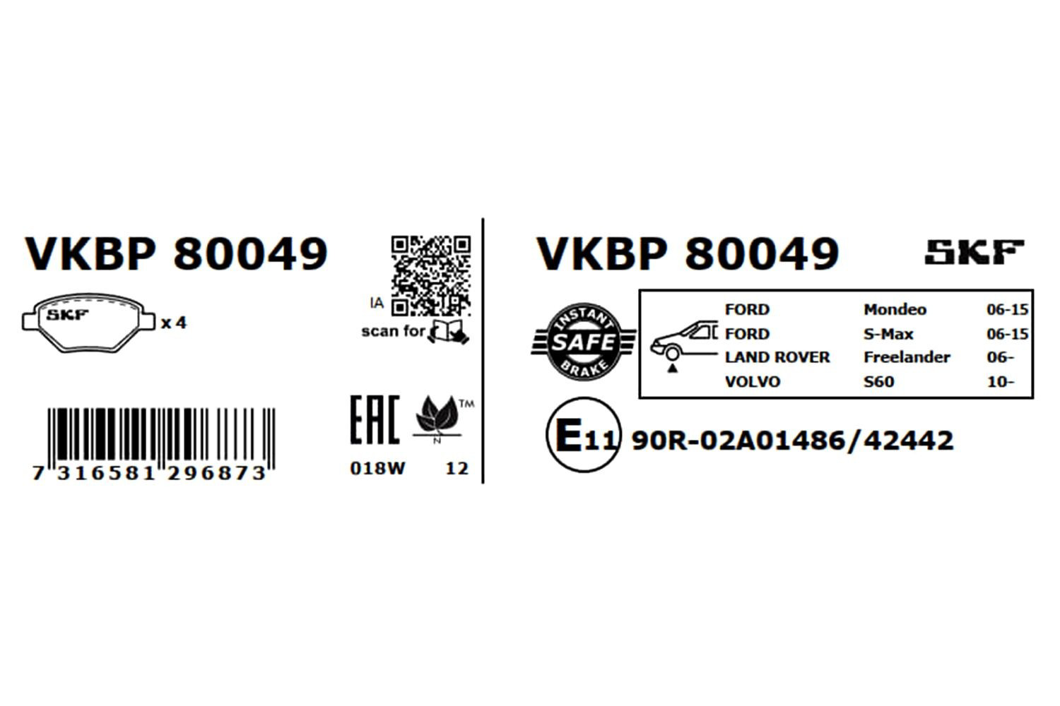 Колодки SKF VKBP80049 цена, от 33.99 USD