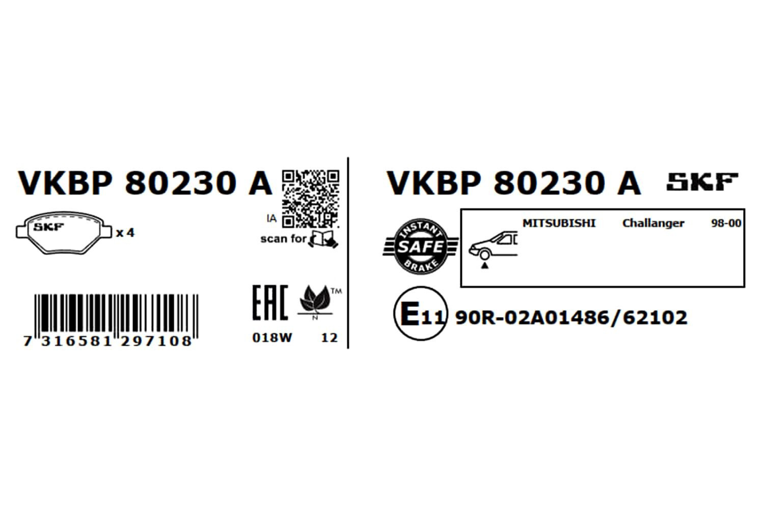 Колодки SKF VKBP80230A цена, от 23.28 USD