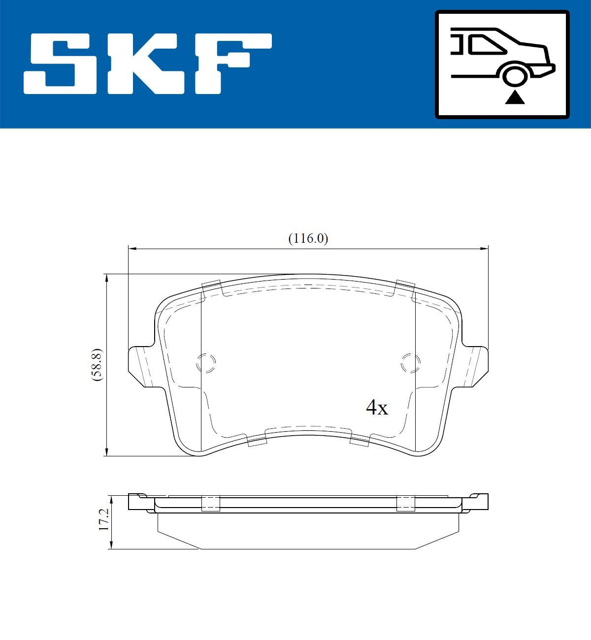 Купить VKBP90052 SKF Колодки тормозные задние, дисковые
